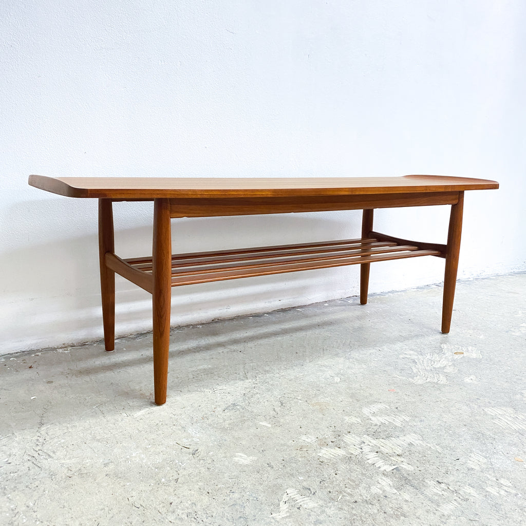 Parker Mid Century Lip End Coffee Table With Magazine Shelf - Professionally Restored