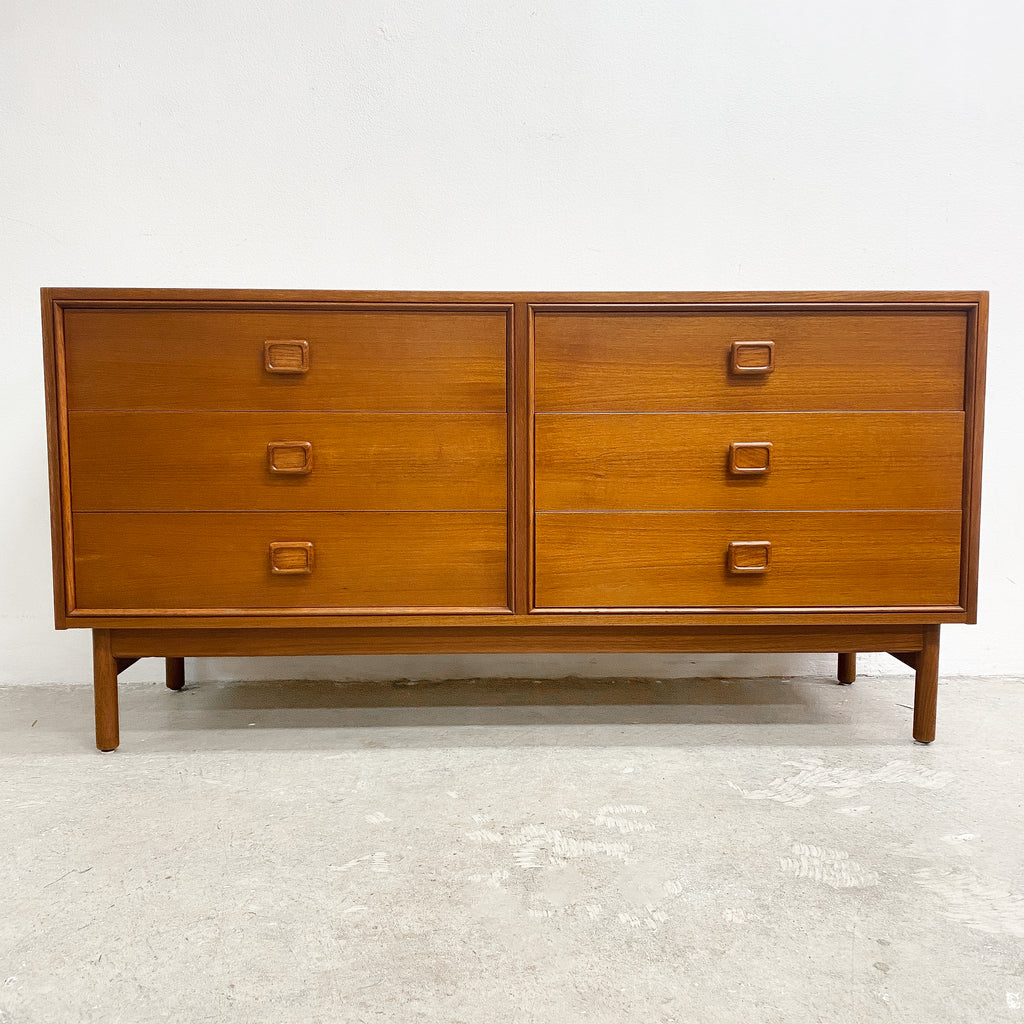 Mid Century Parker Square Handle Chest Of Drawers - Restored