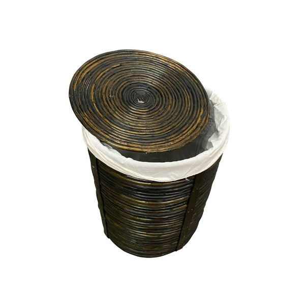 Pencil Cane Laundry Basket With Liner and Lid