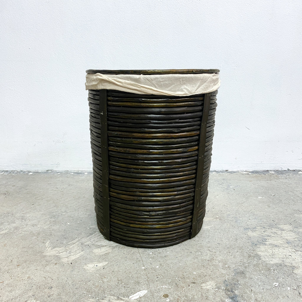 Pencil Cane Laundry Basket With Liner and Lid