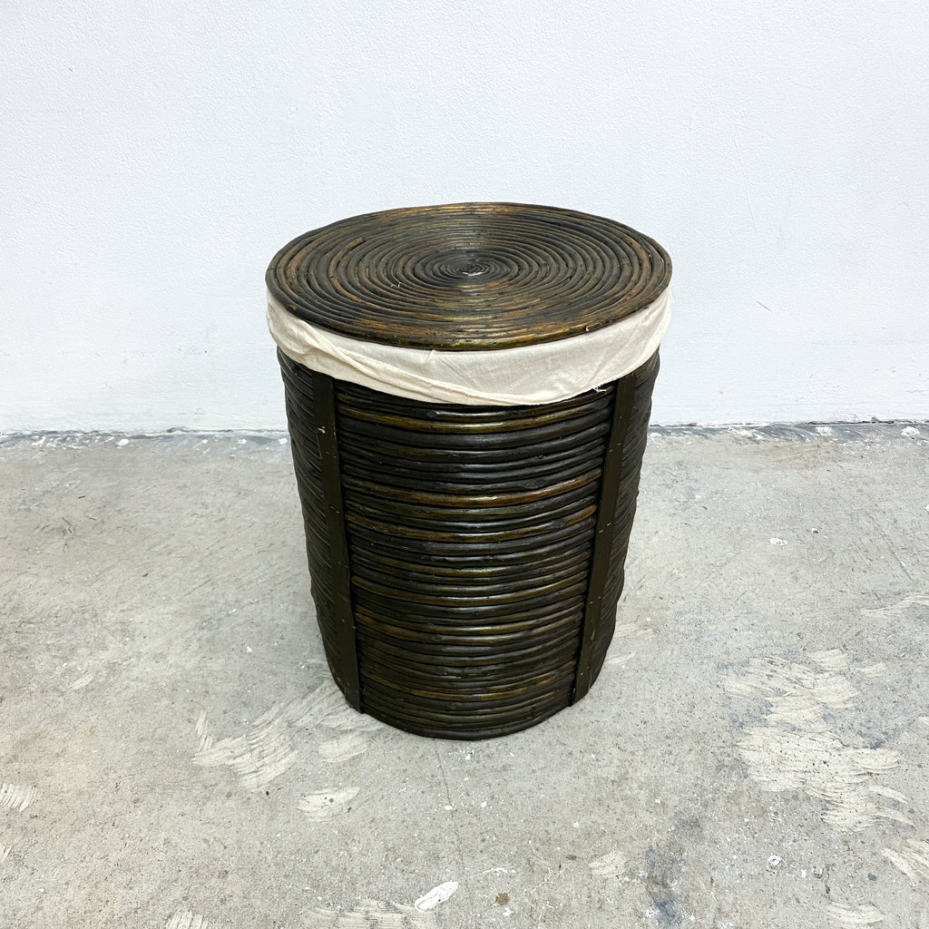 Pencil Cane Laundry Basket With Liner and Lid