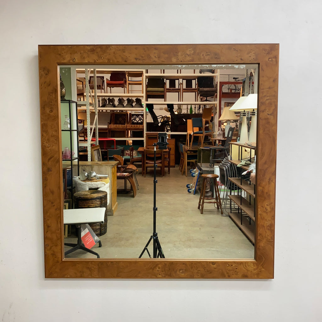 Post Modern 1980s Australian Burl Walnut Framed Wall Mirror