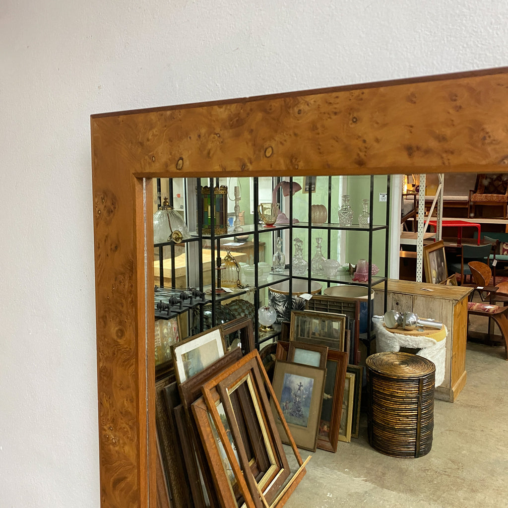 Post Modern 1980s Australian Burl Walnut Framed Wall Mirror