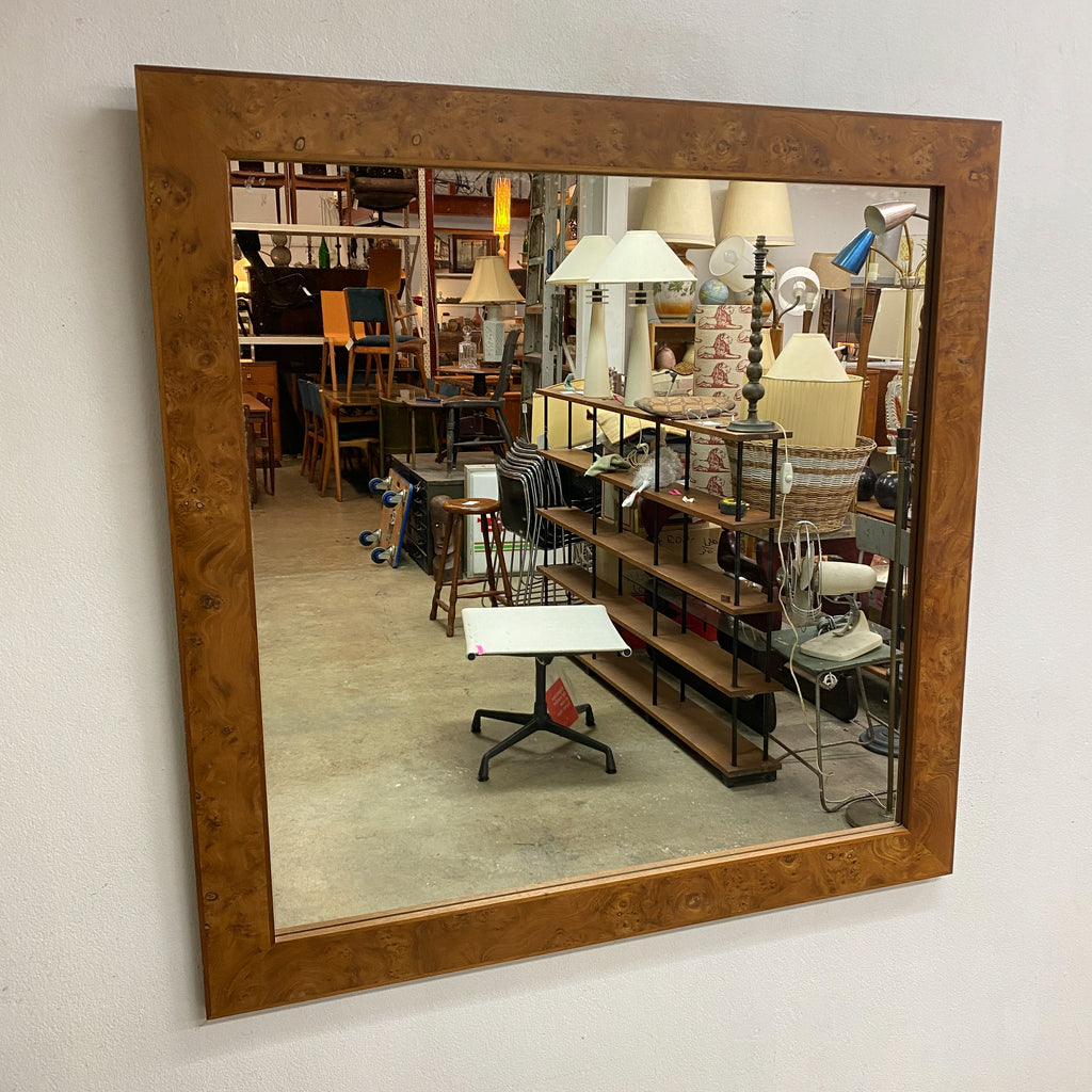 Post Modern 1980s Australian Burl Walnut Framed Wall Mirror