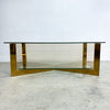 Post Modern Glass And Brass Coffee Table