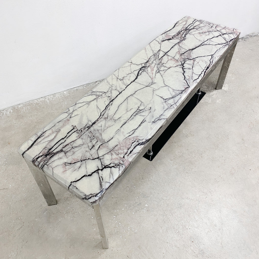 Post Modern Italian Marble Chrome And Glass Coffee Table