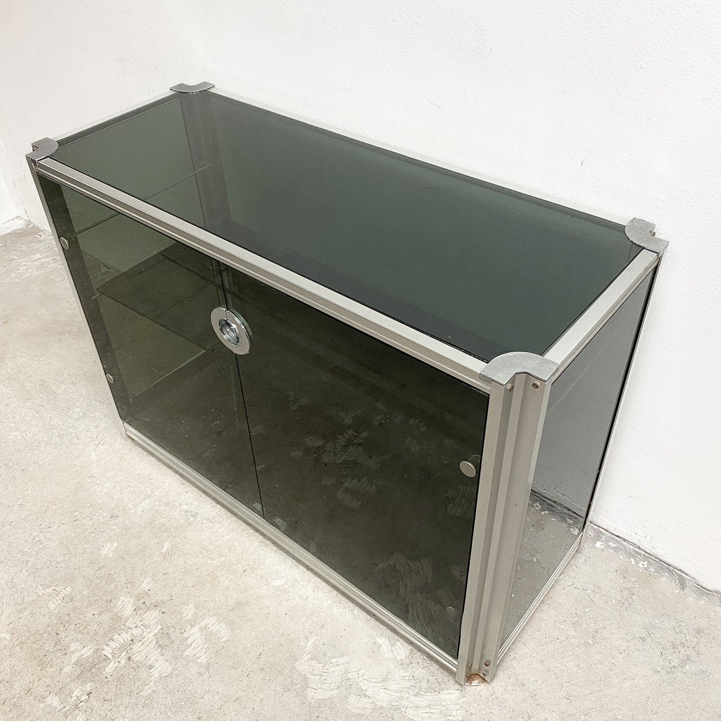 Post Modern Italian Smokey Glass Cabinet