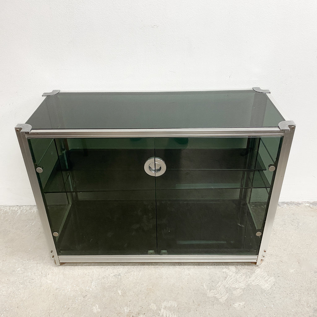 Post Modern Italian Smokey Glass Cabinet
