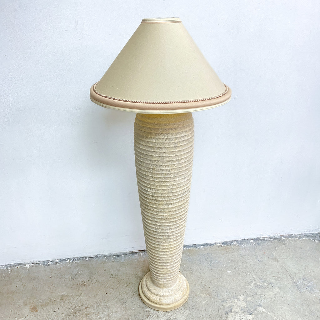 Post Modern 1980s Sculptural Ribbed Plaster Floor Lamp