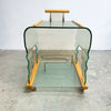 Post Modern Italian Wavy Glass And Blondewood Drinks Trolley