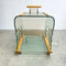 Post Modern Italian Wavy Glass And Blondewood Drinks Trolley