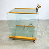 Post Modern Italian Wavy Glass And Blondewood Drinks Trolley