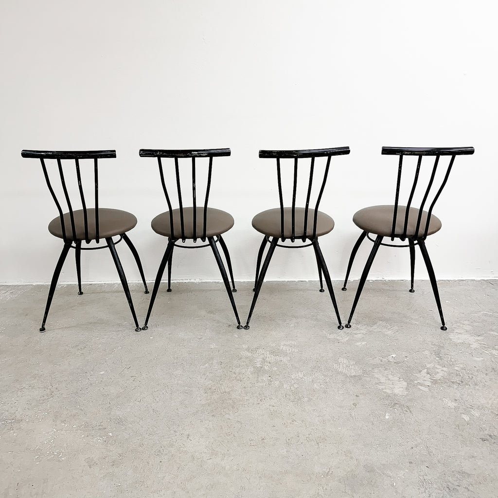 Postmodern 1990's Italian Leather Seat Dining Chairs Set of 4