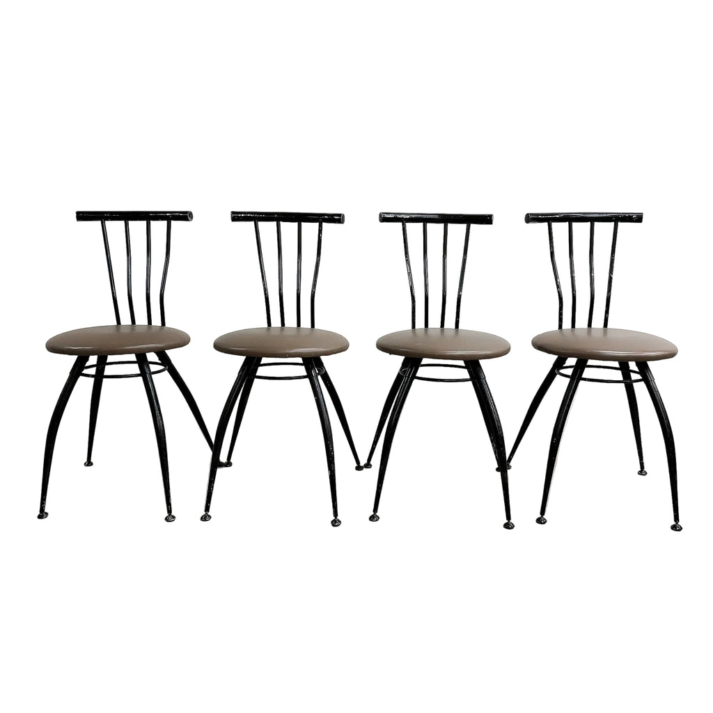 Postmodern 1990's Italian Leather Seat Dining Chairs Set of 4