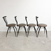 Postmodern 1990's Italian Leather Seat Dining Chairs Set of 4