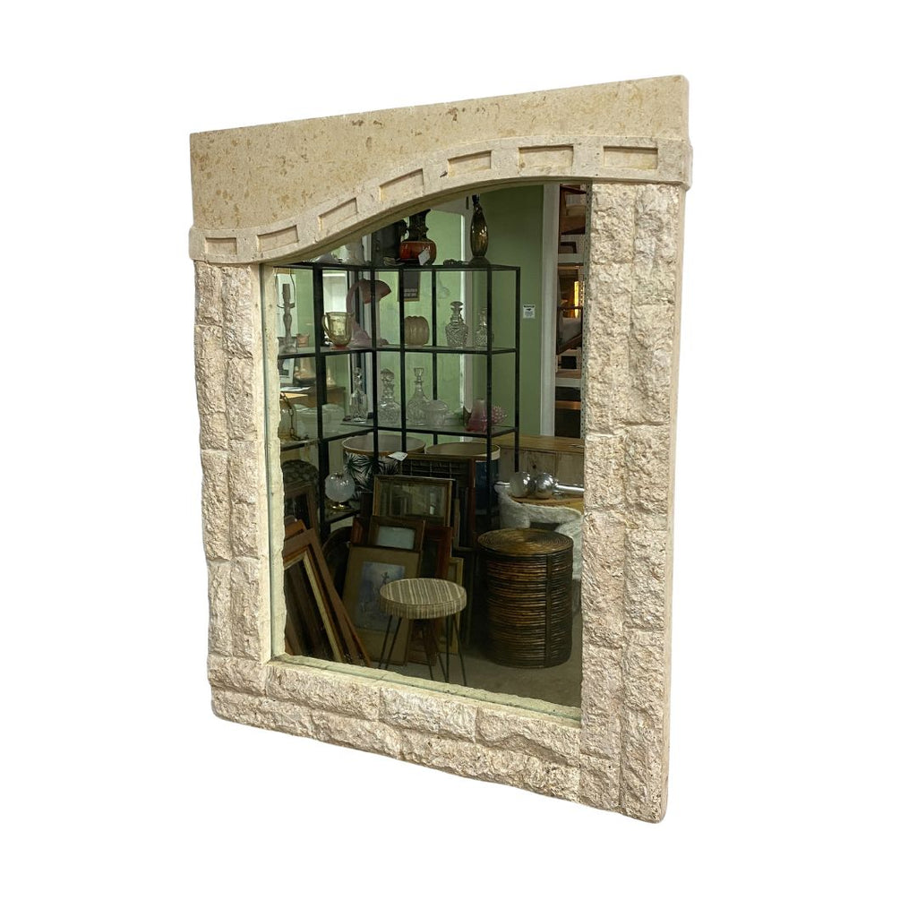 Postmodern 1980s-1990s Fossil Stone Wall Mirror