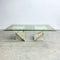 Postmodern Italian Carrara Marble And Glass Coffee Table
