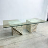 Postmodern Italian Carrara Marble And Glass Coffee Table