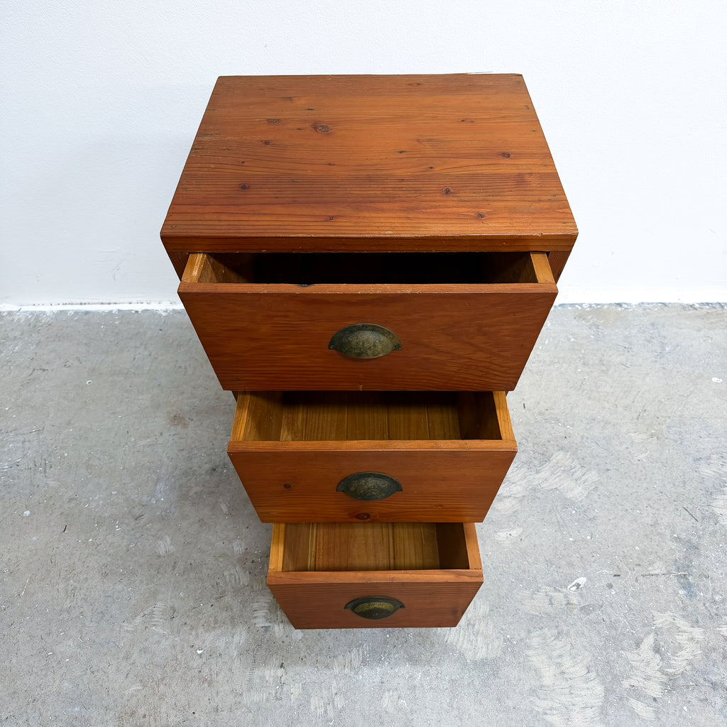 Postmodern Tapered 3 Drawer Wooden Bedside Chest Of Drawers