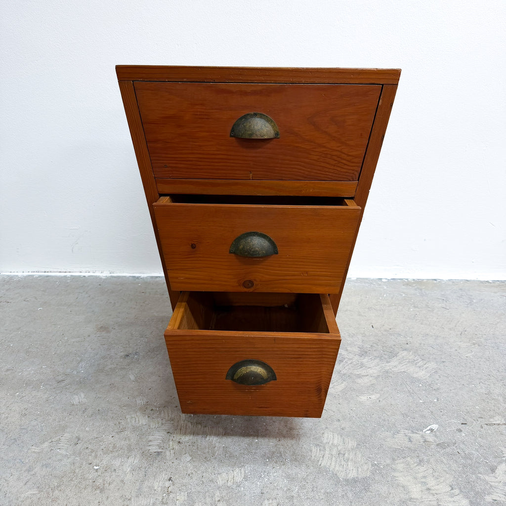 Postmodern Tapered 3 Drawer Wooden Bedside Chest Of Drawers