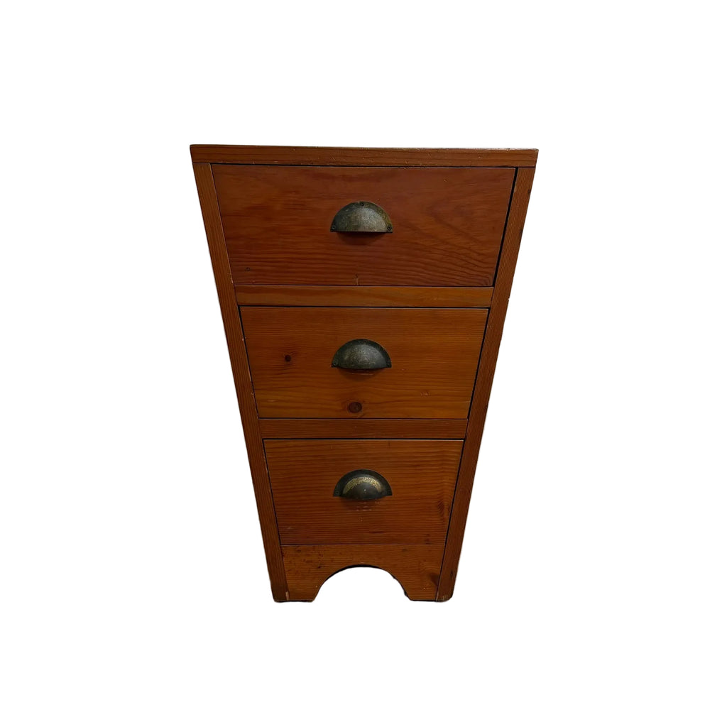 Postmodern Tapered 3 Drawer Wooden Bedside Chest Of Drawers