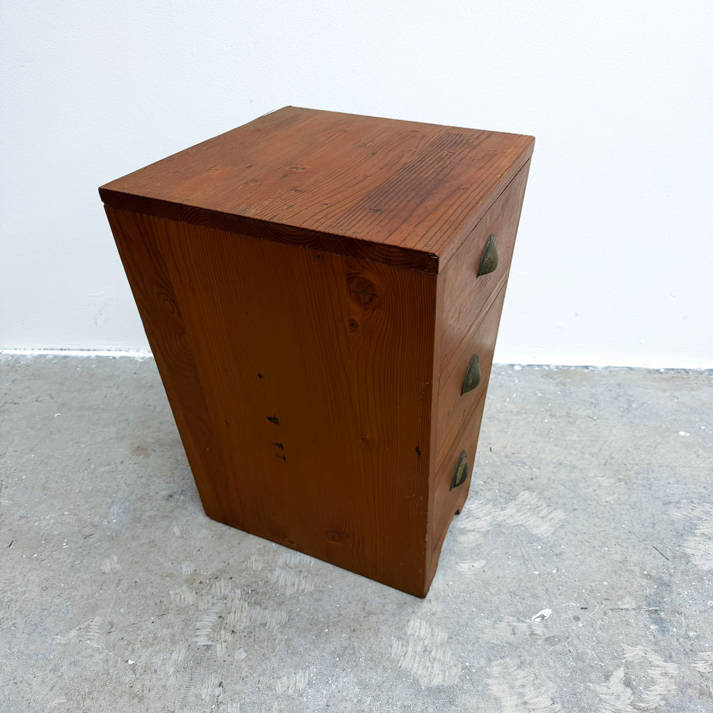 Postmodern Tapered 3 Drawer Wooden Bedside Chest Of Drawers