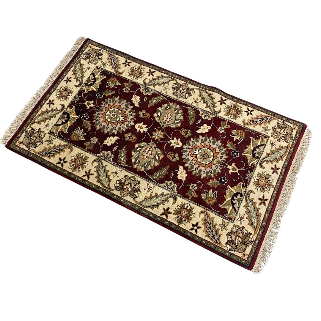Quality Handmade Wool Rug With Reddish Brown & Cream Tones