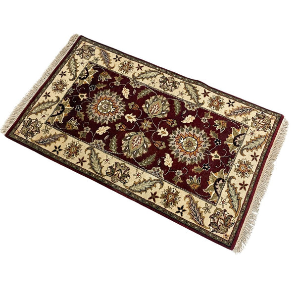 Quality Handmade Wool Rug With Reddish Brown & Cream Tones