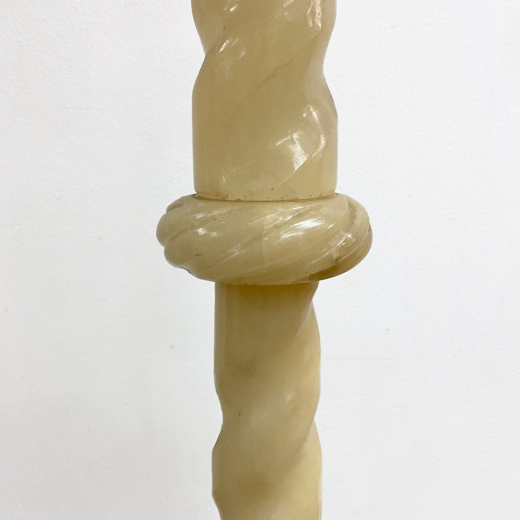 1940s Rare Alabaster Twisted Column Floor Lamp Base