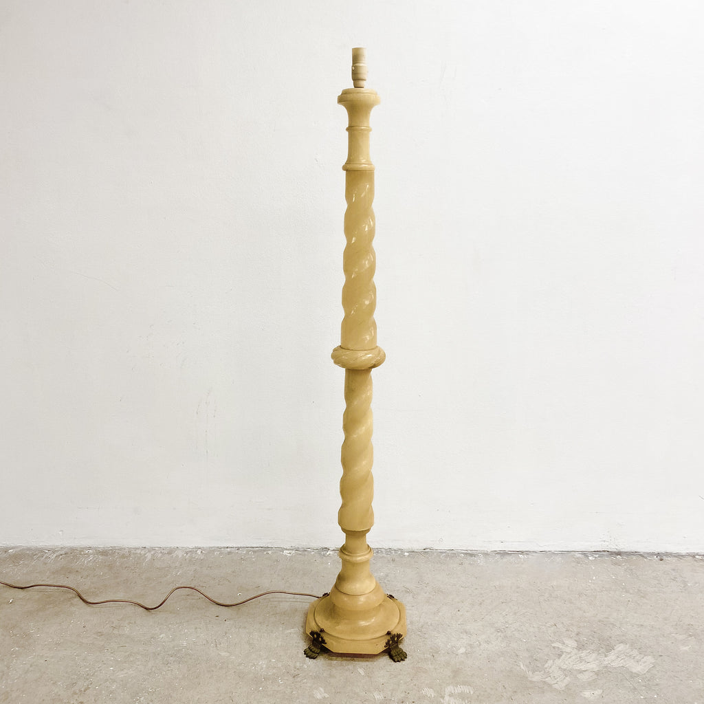 1940s Rare Alabaster Twisted Column Floor Lamp Base