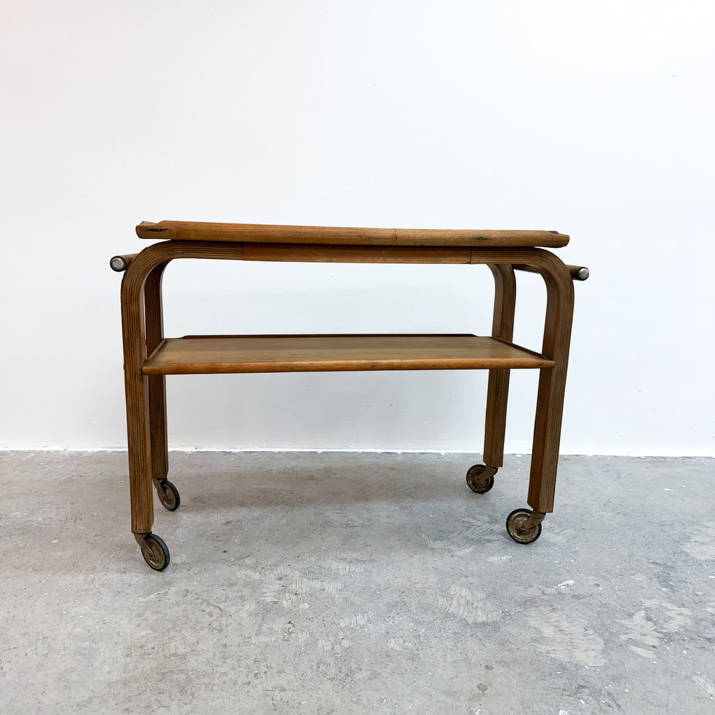 Rare Mid Century Formed Plywood Drinks Trolley Bar Cart