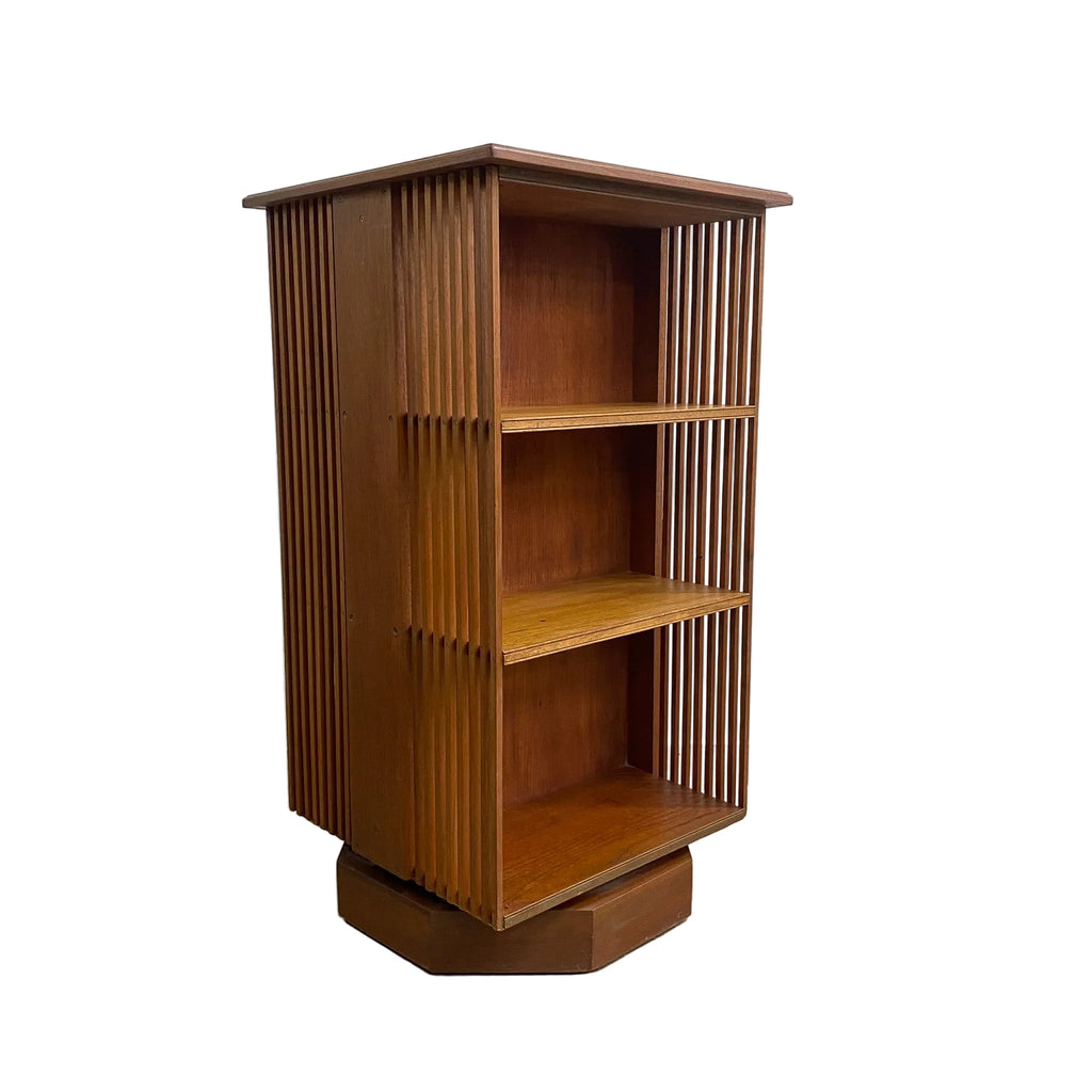 Rare Mid Century Teak Revolving Book Shelves