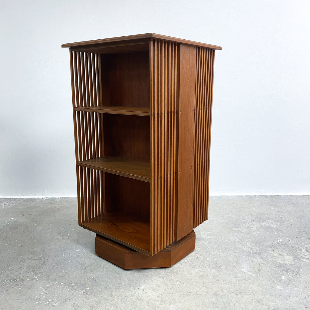 Rare Mid Century Teak Revolving Book Shelves