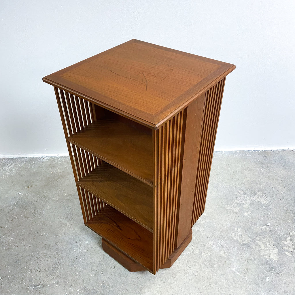 Rare Mid Century Teak Revolving Book Shelves