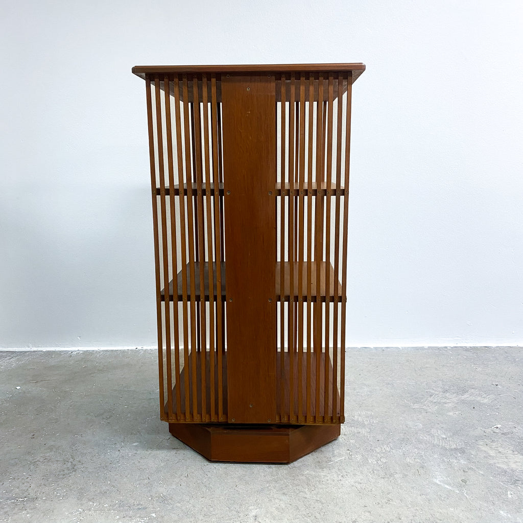 Rare Mid Century Teak Revolving Book Shelves