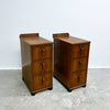 Rare Pair Of Art Deco Bakelite Handle Burr Walnut Bedside Drawers