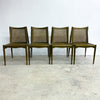 Rare Set Of 4 Mid Century John Duffecy Rattan And Green Dining Chairs