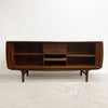 Rare mid century restored teak Berryman sideboard with tambour doors designed by Johannes Andersen