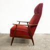 Red Velour Sprung Seat Beech Frame Armchair From Denmark
