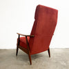 Red Velour Sprung Seat Beech Frame Armchair From Denmark
