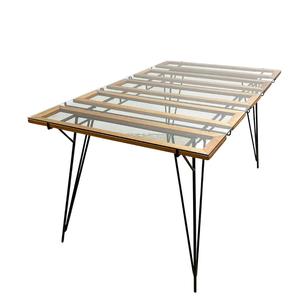 Restored Mid Century Australian Metal Rod Maple Dining Table