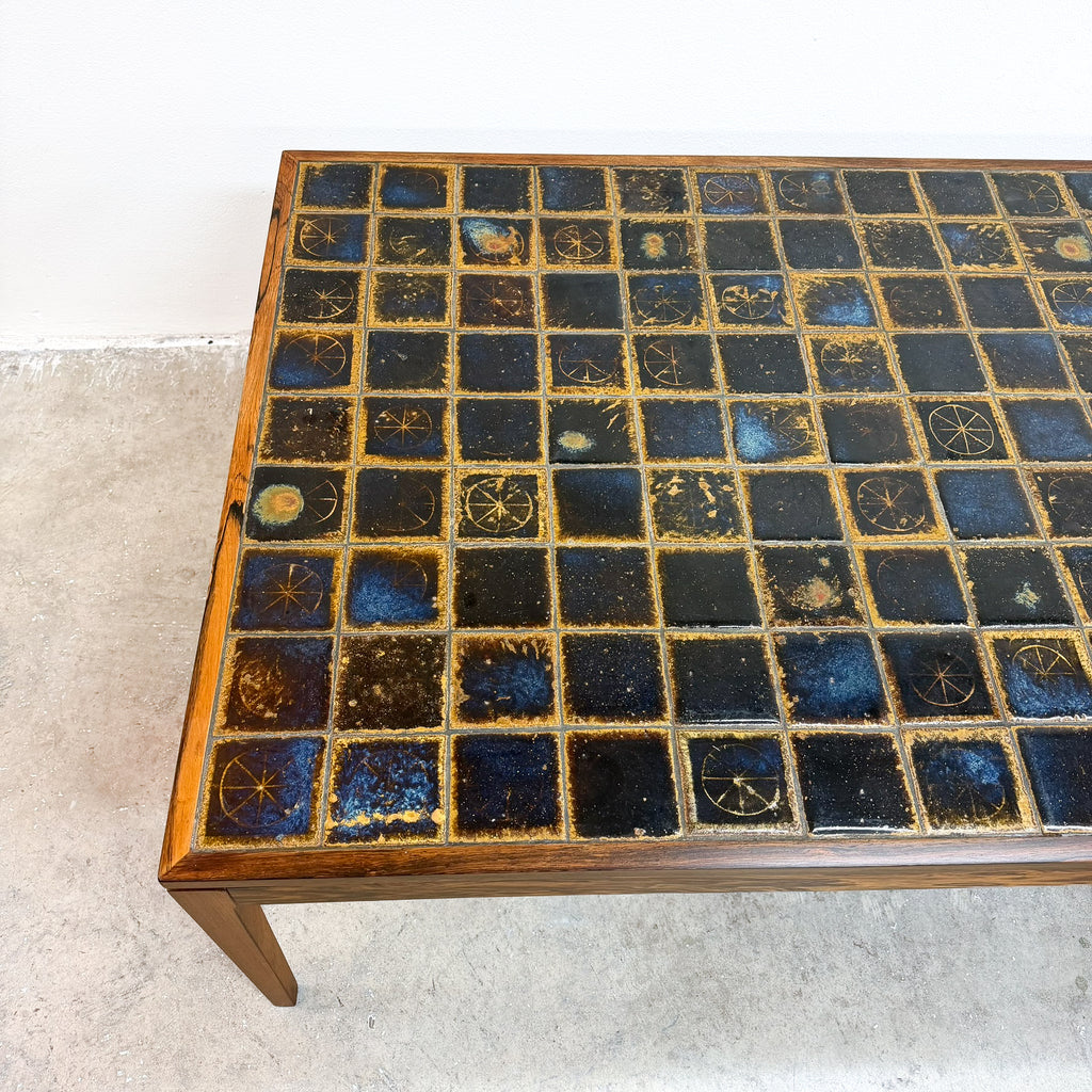 Restored Mid Century Danish Rosewood Tile Topped Coffee Table