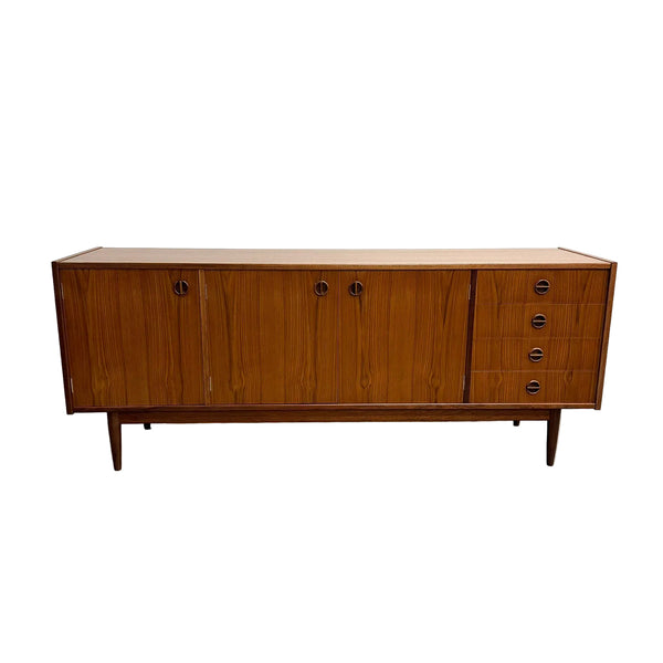 Restored Mid Century Parker Nordic Cat's Eye Handle Teak Sideboard