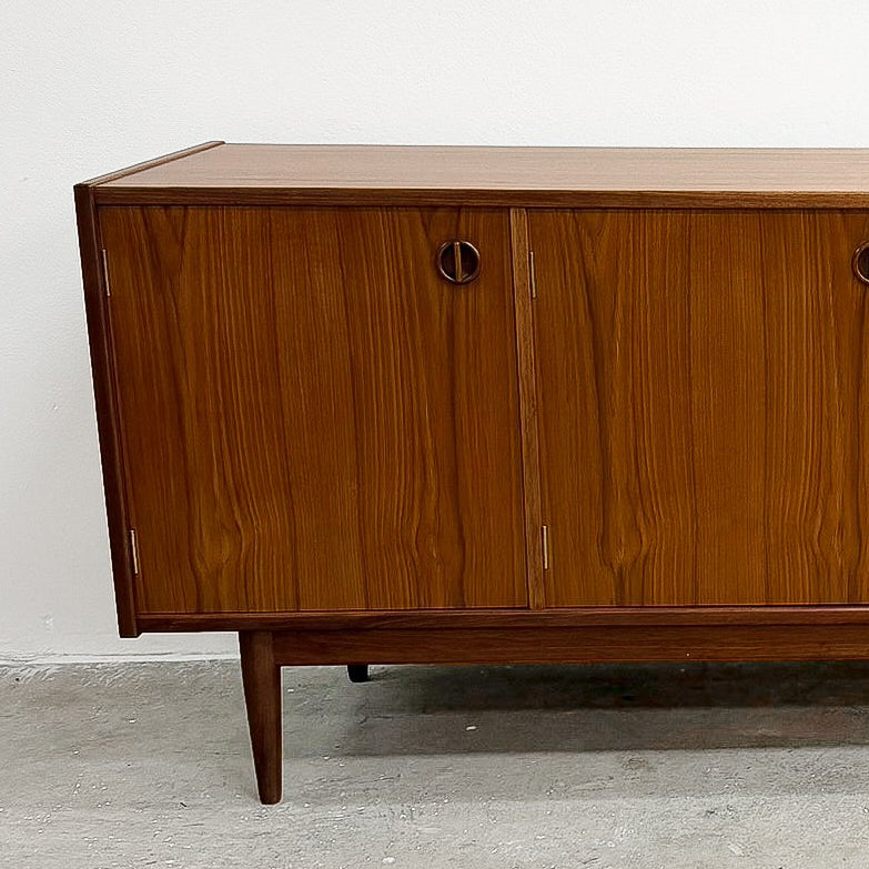 Restored Mid Century Parker Nordic Cat's Eye Handle Teak Sideboard