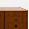Restored Mid Century Parker Nordic Cat's Eye Handle Teak Sideboard
