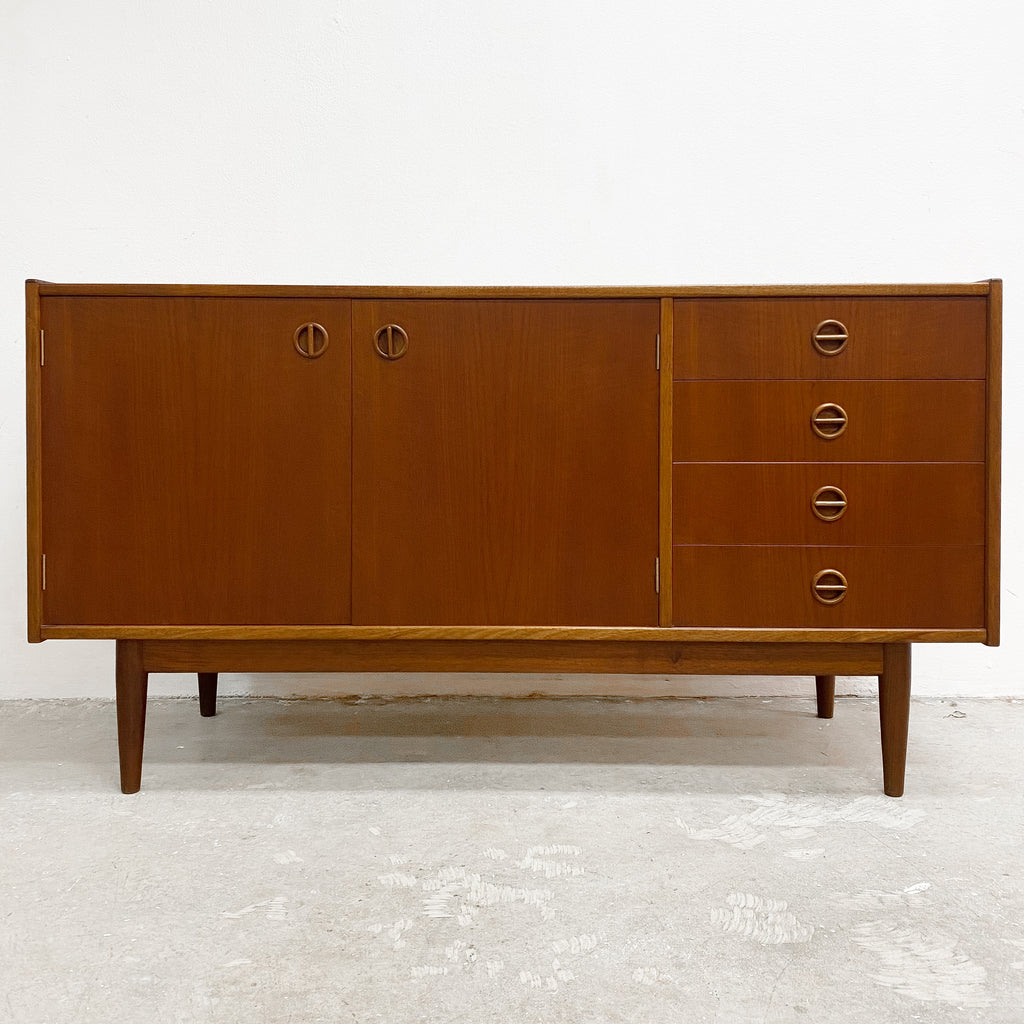 Restored Mid Century Parker Nordic Cats Eye Teak Sideboard