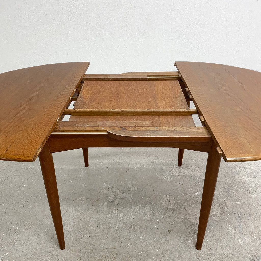 Restored Mid Century Parker Teak Round Extension Dining Table