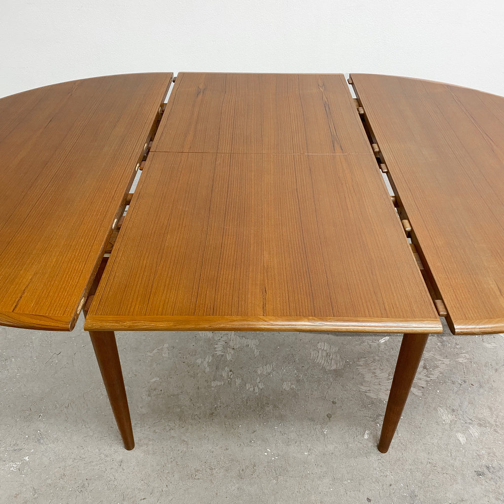 Restored Mid Century Parker Teak Round Extension Dining Table