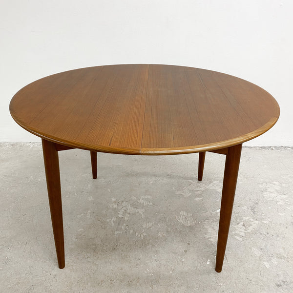 Restored Mid Century Parker Teak Round Extension Dining Table