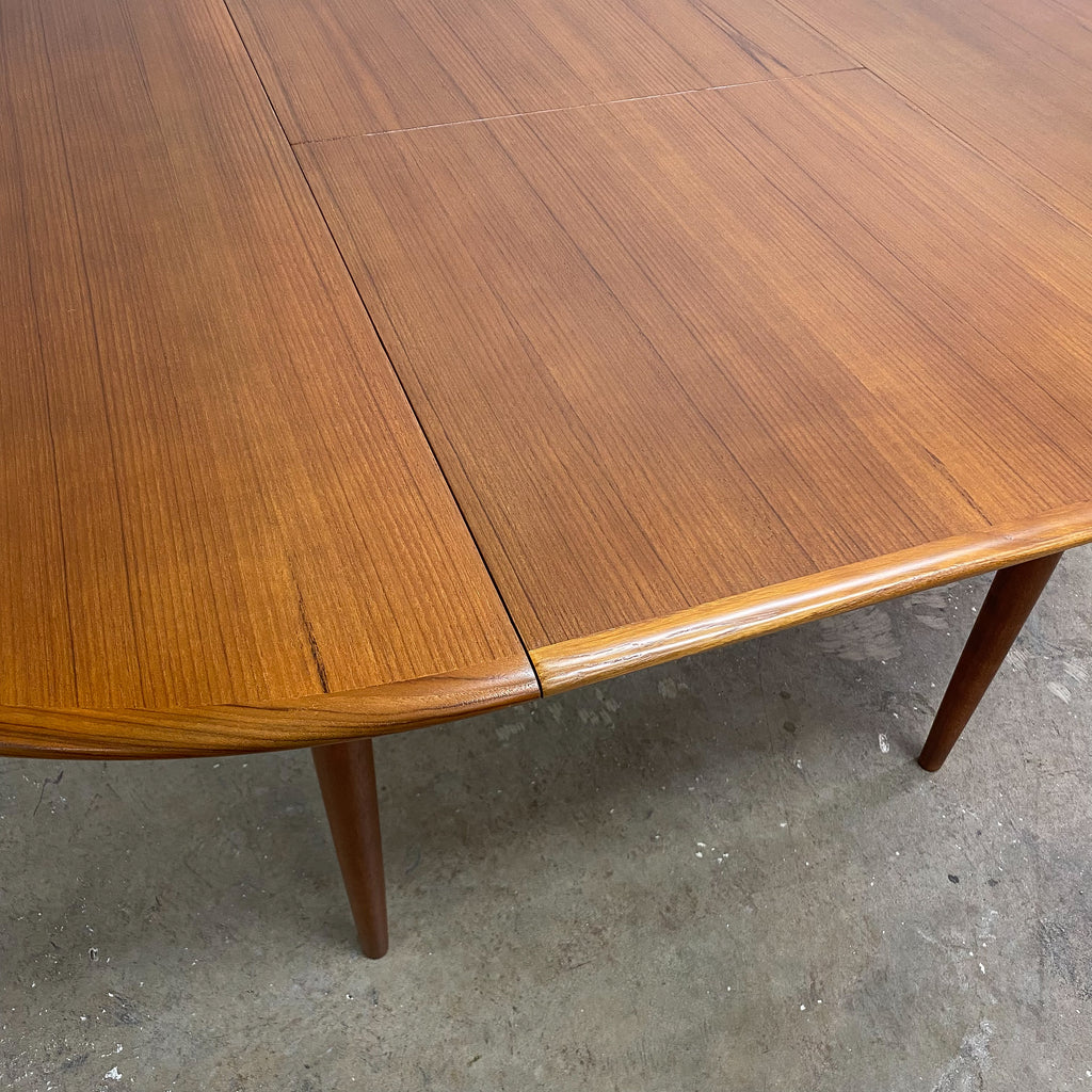 Restored Mid Century Parker Teak Round Extension Dining Table